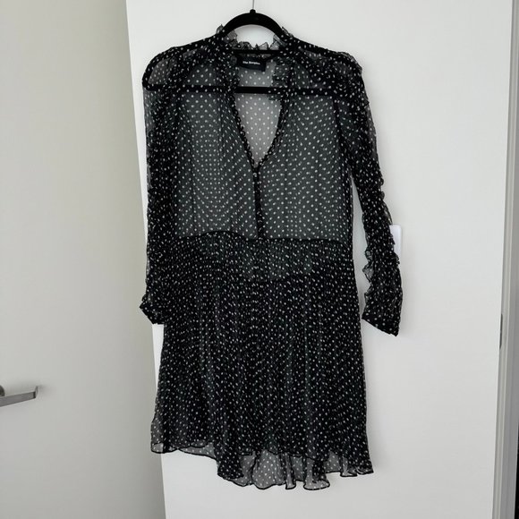 The Kooples Polka Dot Black Silk Dress with Slip - Small - Picture 1 of 6